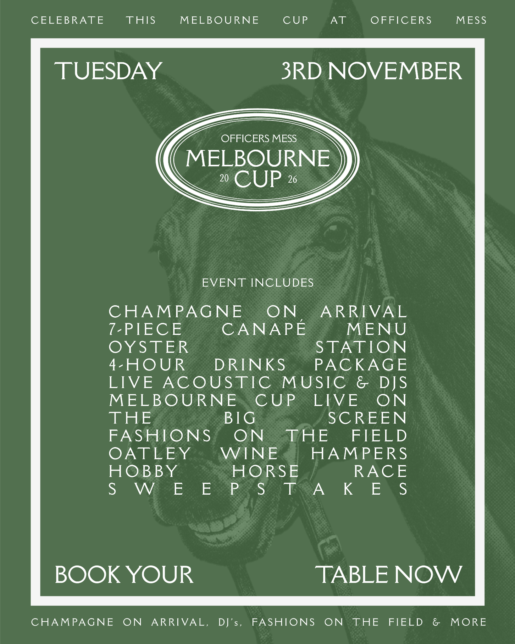 Melbourne Cup at Officers Mess, Tuesday 3 November 2026: event inclusions and entertainment
